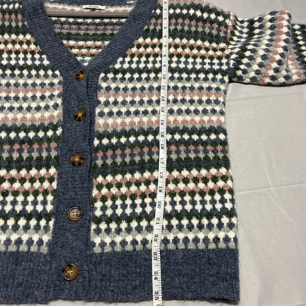 Kensie Fair Isle Cardigan‎ Sweater Women M Cozy Boho Cottage-core - Picture 8 of 8